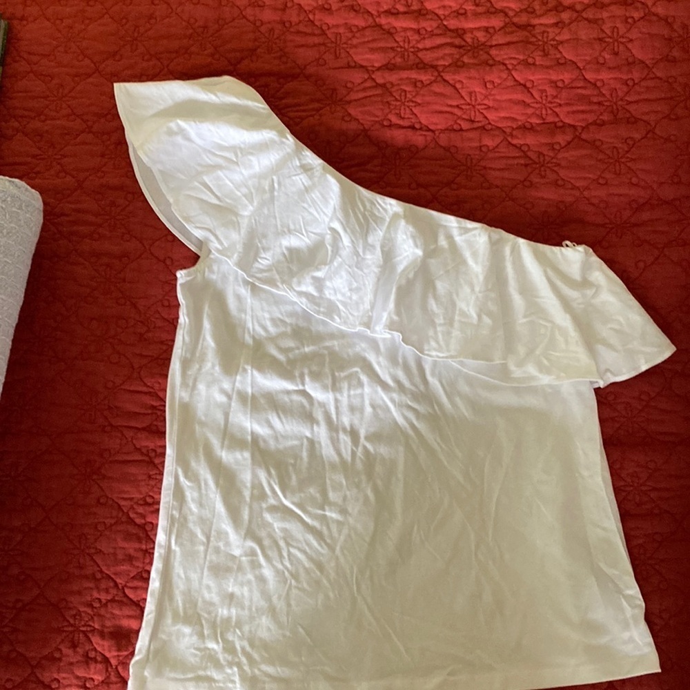 Banana Republic one shoulder cotton blouse